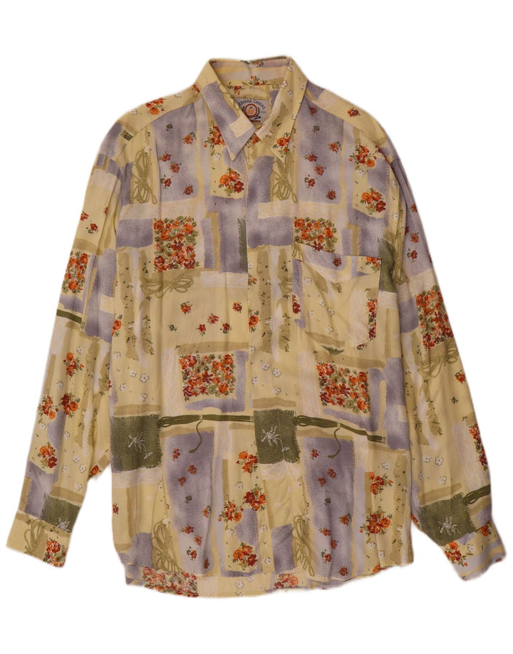 Azzurra Chemise Homme Large Jaune Patchwork Viscose