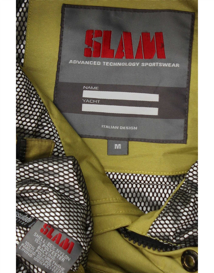 Slam Veste coupe-vent à capuche graphique pour homme UK 38 Nylon jaune moyen