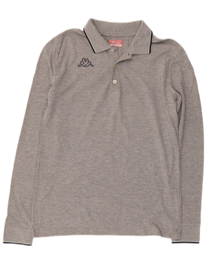 KAPPA Polo Manches Longues Homme Gris Moyen Coton Moucheté