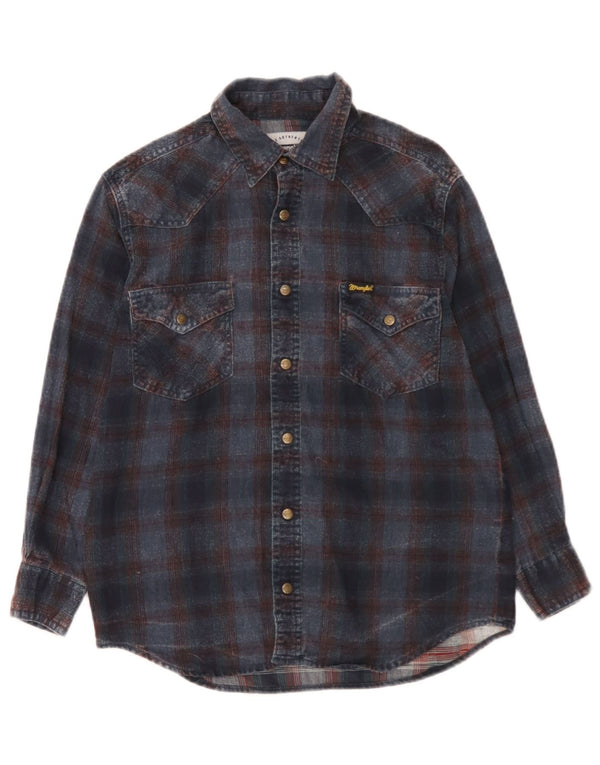 Wrangler Chemise en flanelle western pour garçon 12-13 ans en coton à carreaux bleu moyen