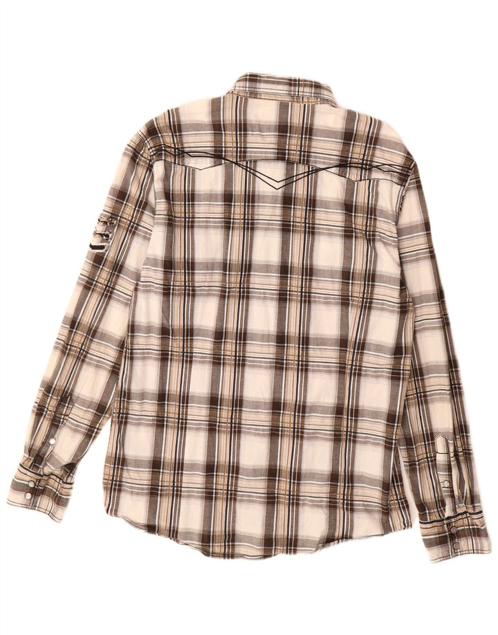 BKE Chemise athlétique pour homme en coton à carreaux marron