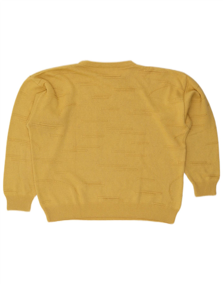 vintage Femmes Oversize Crew Neck Jumper Pull IT 50 XL Jaune