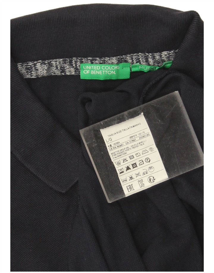 Benetton Polo Homme Large Bleu Marine Coton