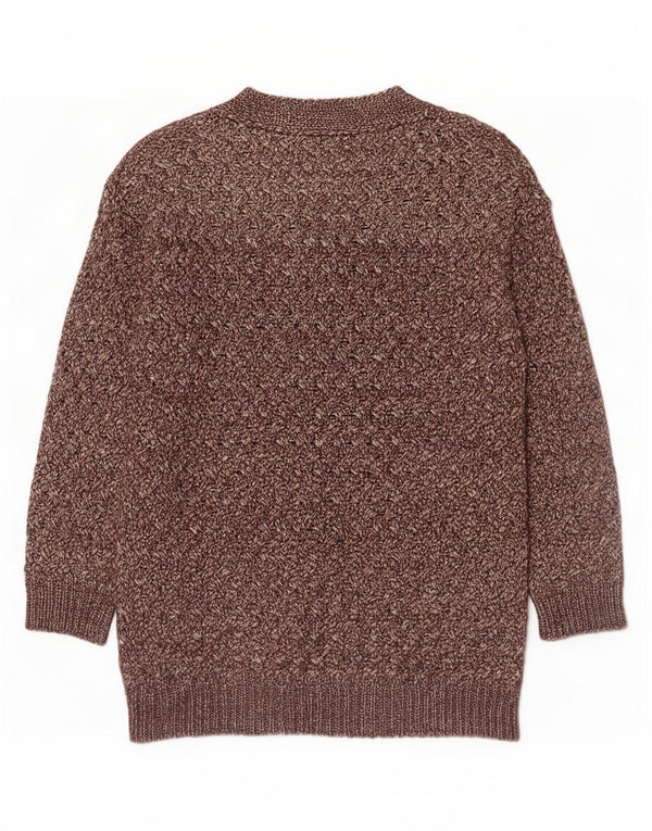 Trussardi Jeans Pull col V pour femme UK 16 Large Marron moucheté