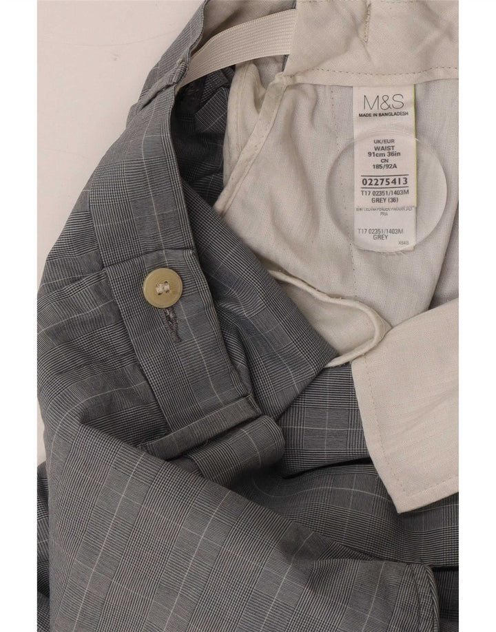 Marks & Spencer Short chino pour homme W36 en coton à carreaux gris grand