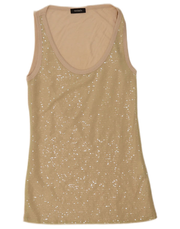 Max & Co. Robe tunique sans manches pour femme UK 8 Small Beige Moucheté