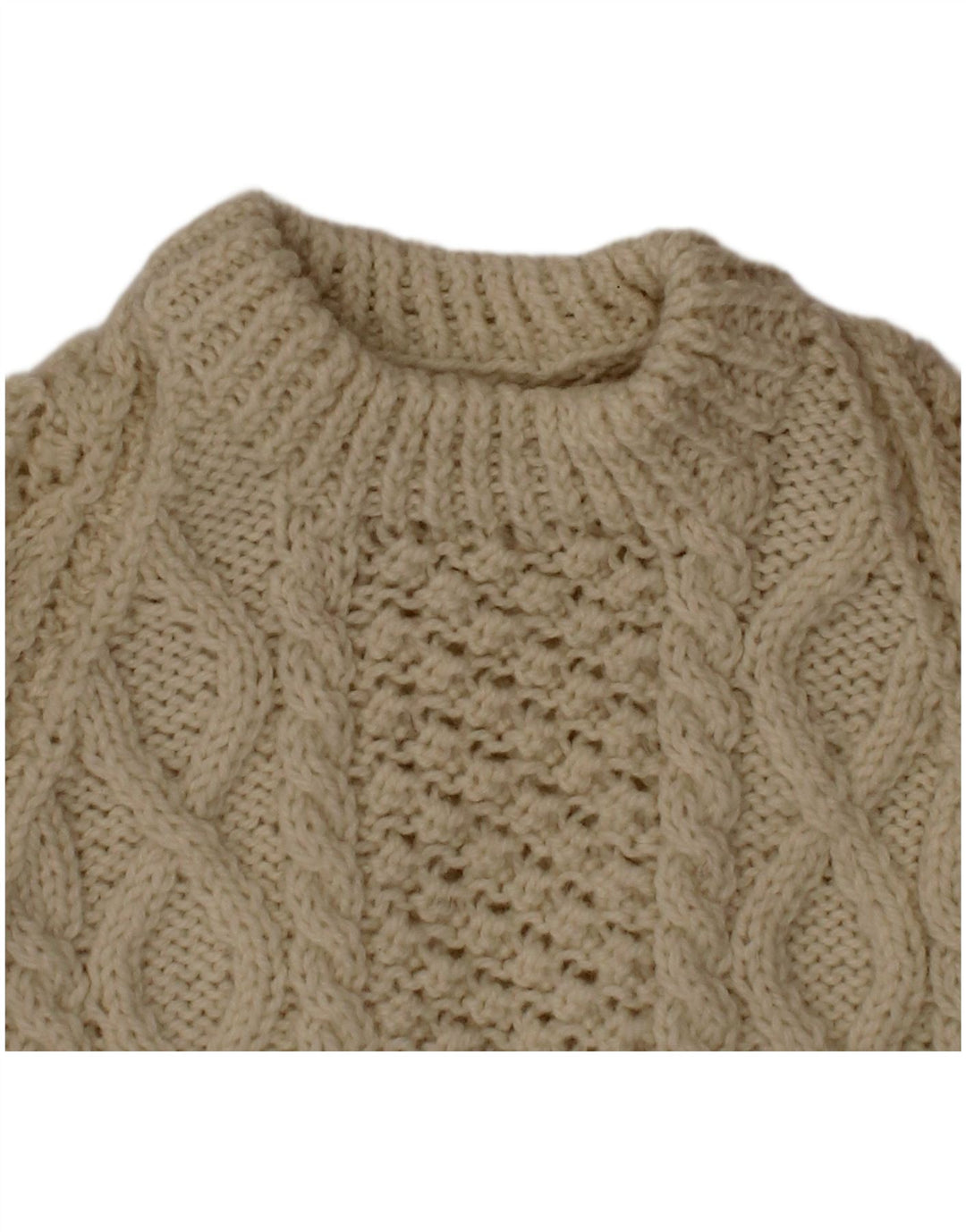 VINTAGE Pull à col rond pour garçon 2-3 ans Blanc cassé