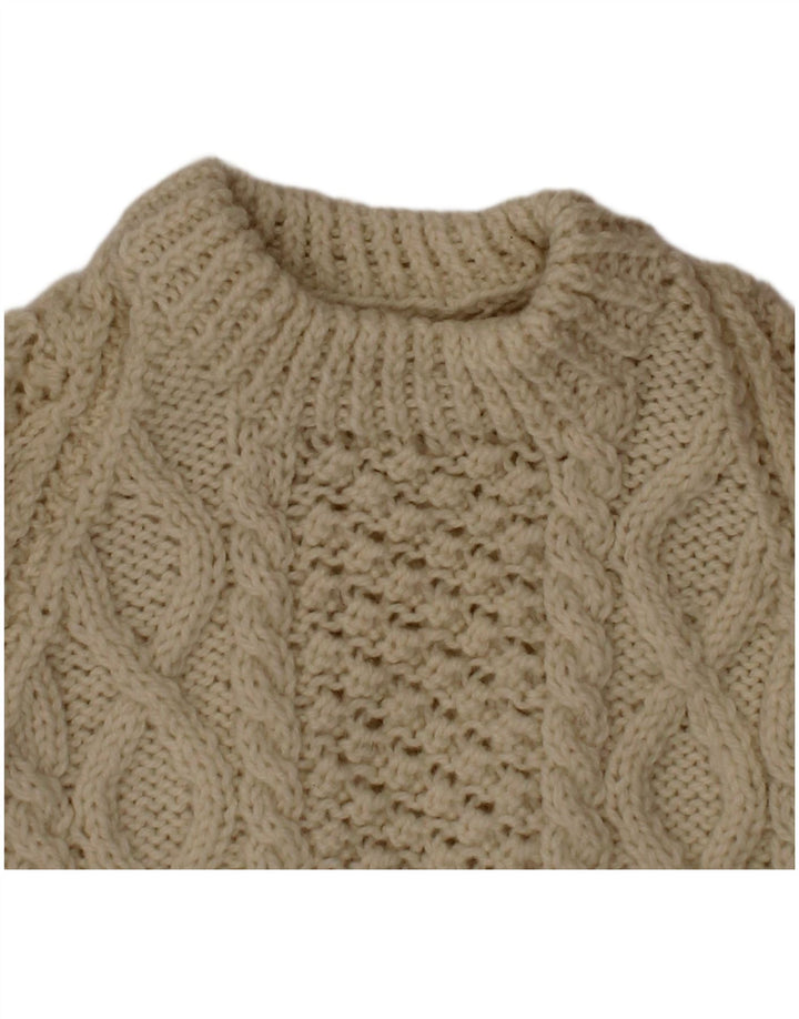 VINTAGE Pull à col rond pour garçon 2-3 ans Blanc cassé