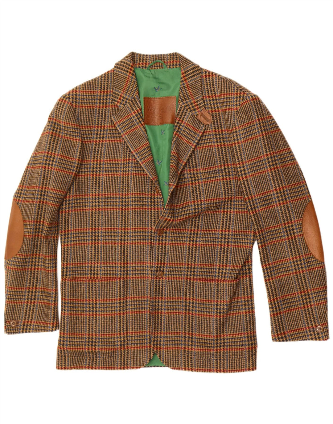 Wellington Veste blazer longue pour homme UK 40 Grand pied-de-poule vert