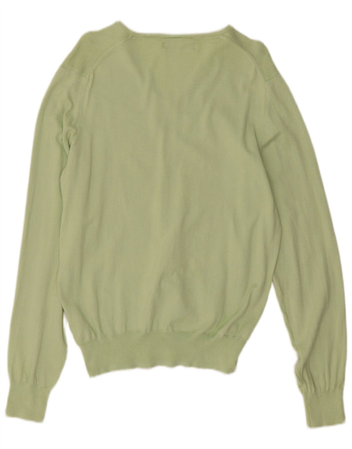 Zara Pull Col V Homme Vert Moyen Coton