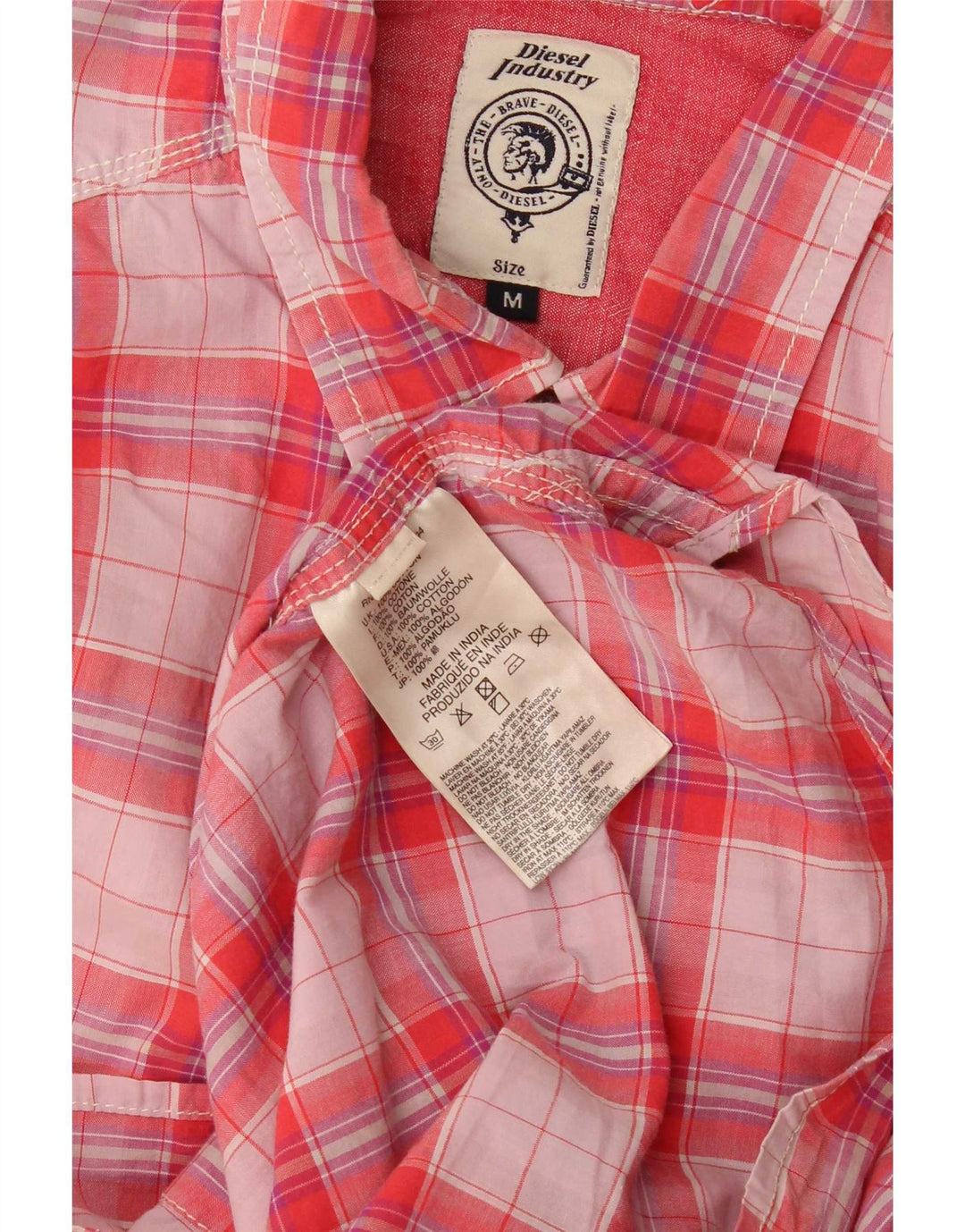 Diesel Chemise Homme Rouge Moyen Carreaux Coton