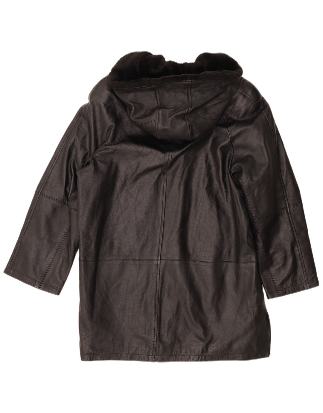 Joy Manteau en cuir surdimensionné à capuche pour femme EU 40 Noir moyen