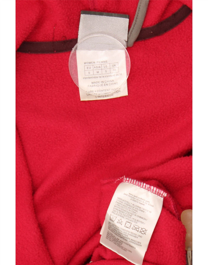 JACK WOLFSKIN Veste polaire à capuche graphique pour femme UK 10 Small Rouge