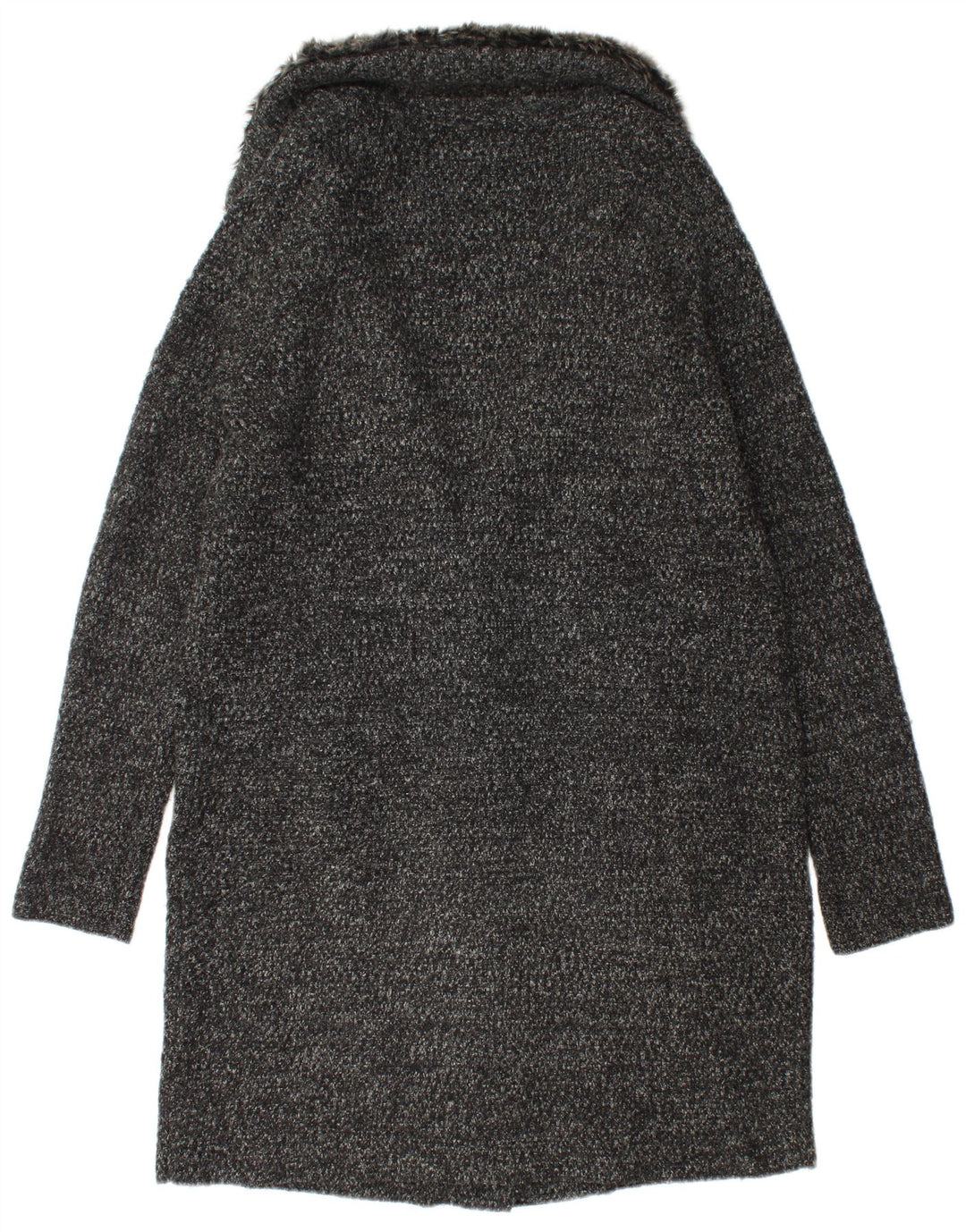 Zara Manteau en tricot surdimensionné pour femme UK 10 Petit acrylique moucheté noir