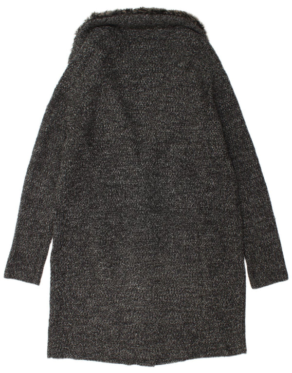 Zara Manteau en tricot surdimensionné pour femme UK 10 Petit acrylique moucheté noir