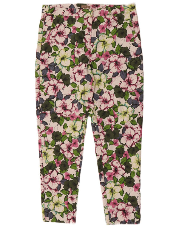 M&Co Pantalon Chino Slim Femme UK 10 Small W28 L26 Floral Multicolore