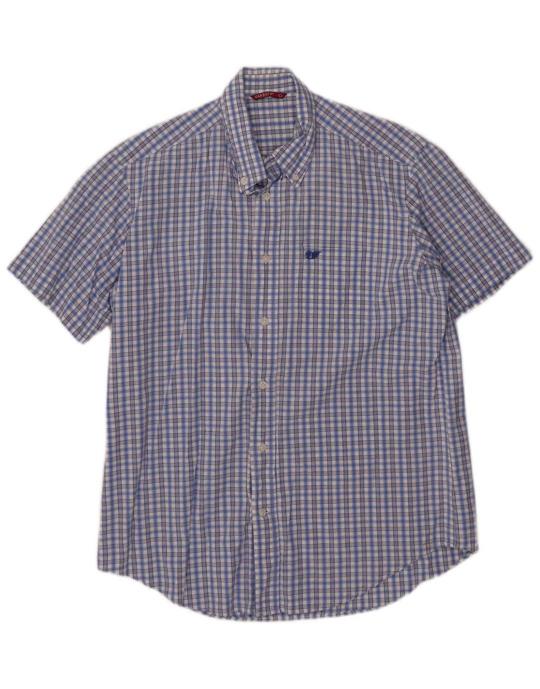 Carrera Chemise à manches courtes pour homme en coton à carreaux bleus