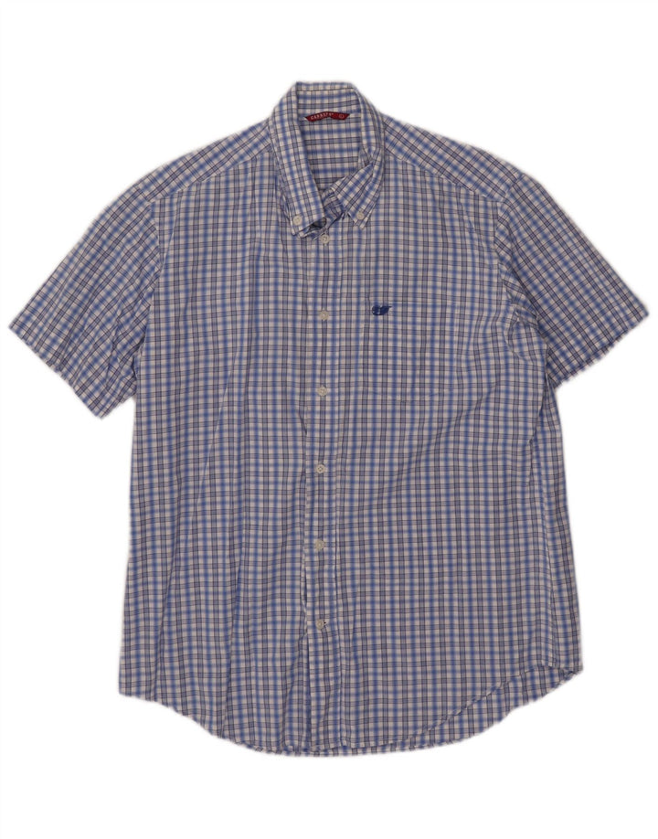 Carrera Chemise à manches courtes pour homme en coton à carreaux bleus