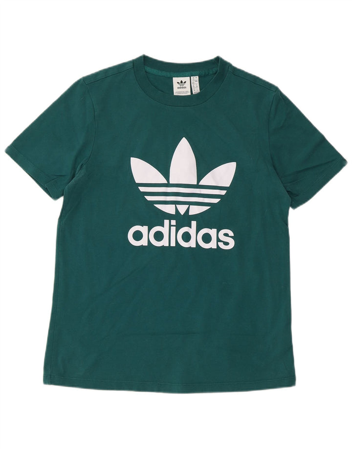 ADIDAS T-shirt graphique pour femme UK 12 en coton vert moyen