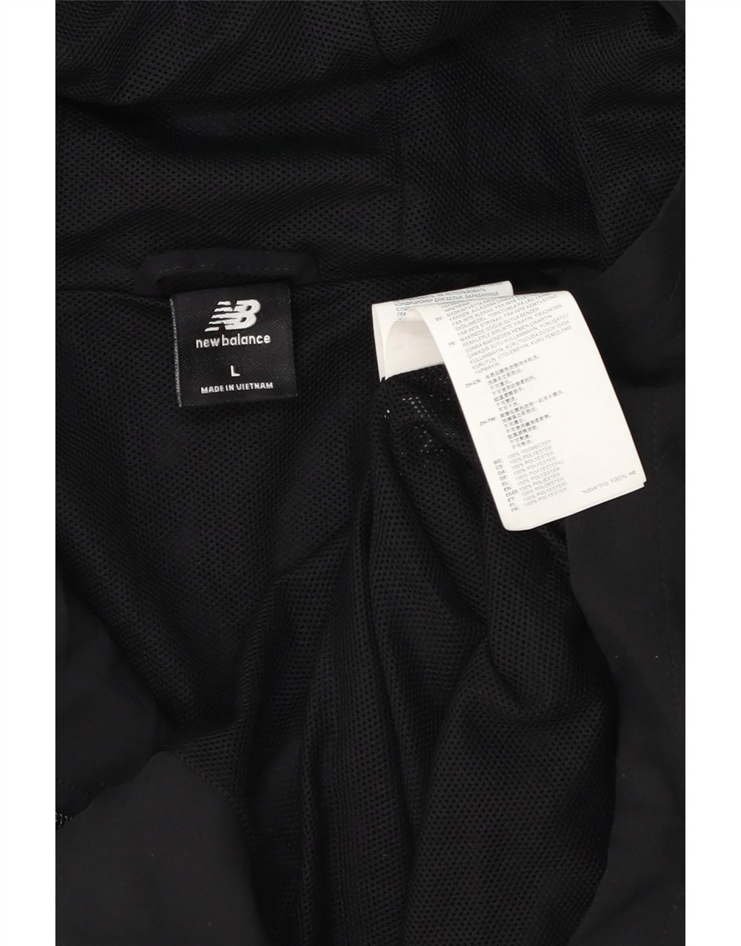 New Balance Veste de pluie à capuche graphique pour homme UK 40 Large Noir Polyester