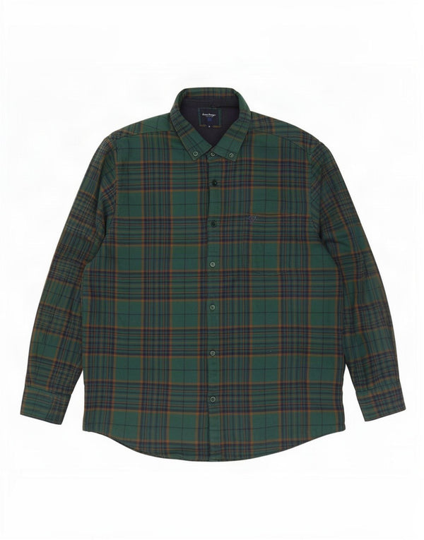 James Pringle Chemise en flanelle Lumberjack pour homme en coton à carreaux vert moyen