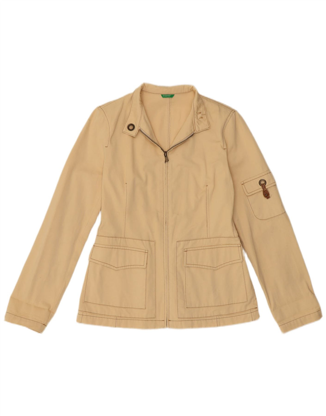 BENETTON Veste Utilitaire Femme IT 42 Coton Beige Moyen