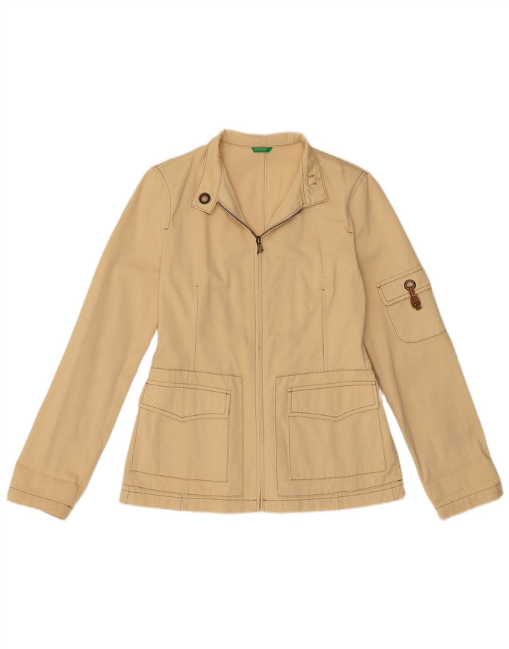 BENETTON Veste Utilitaire Femme IT 42 Coton Beige Moyen