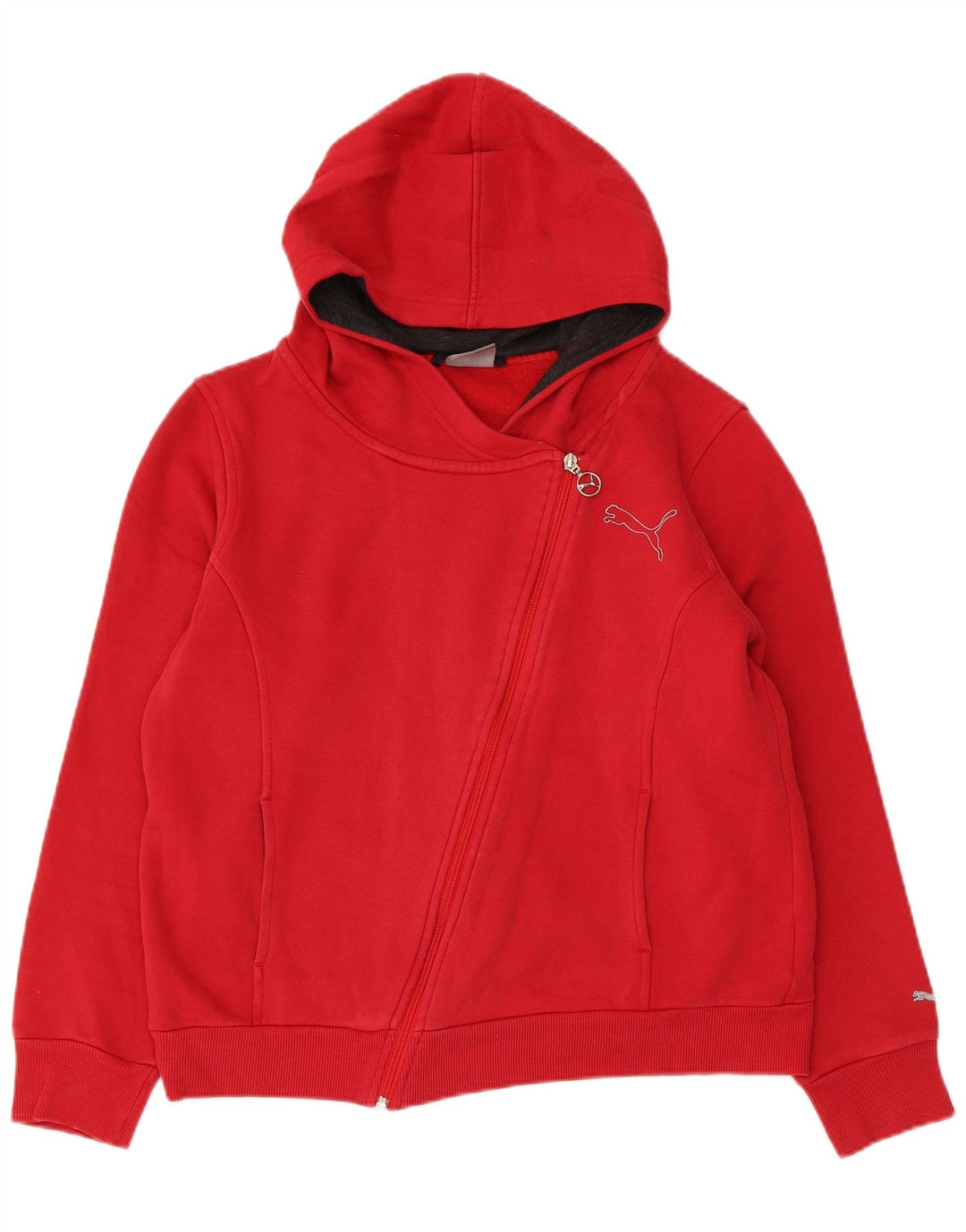 PUMA Pull à capuche zippé pour femme UK 16 Large Rouge Coton