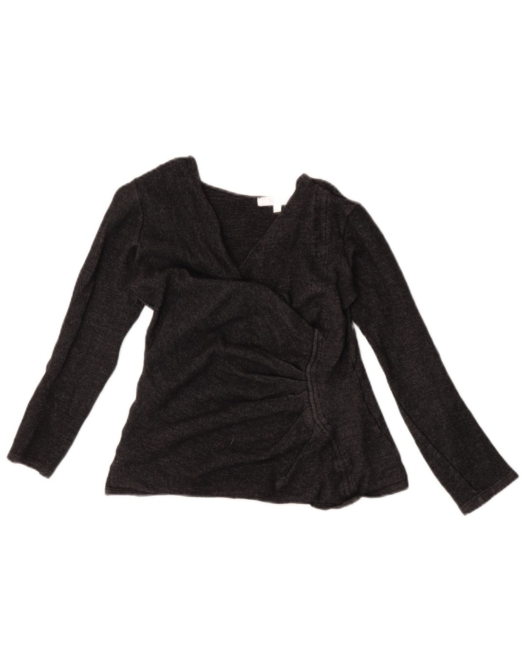 Max Mara Chemisier court à manches longues pour femme UK 10 Petite laine grise