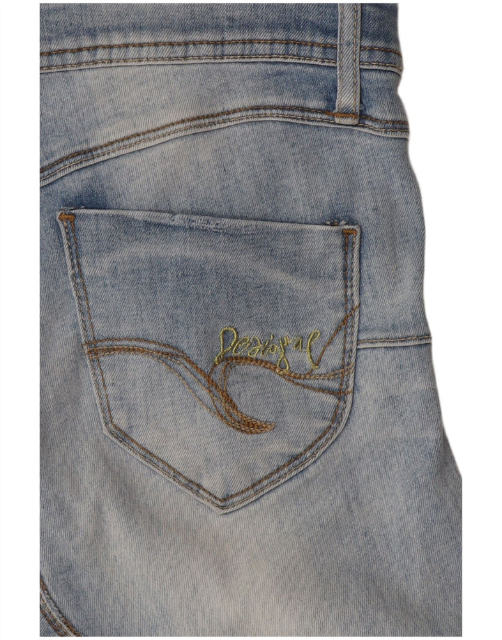 Desigual Femme Graphic Mini Jupe En Jean W30 Bleu Moyen Floral