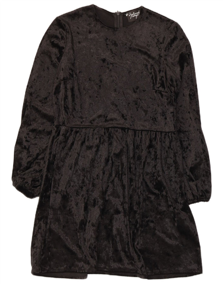 Asos Robe trapèze à manches longues pour femme UK 8 Small Noir Polyester