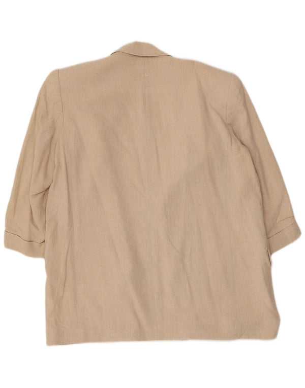 Zara Veste blazer ouverte à manches 3/4 pour femme UK 16 Grand lin beige
