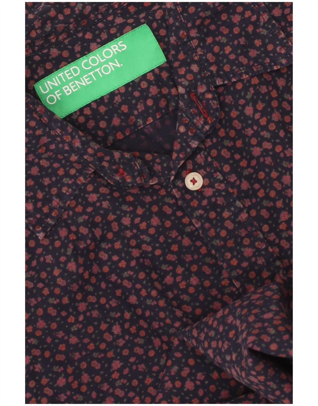 BENETTON Chemise Homme Bleu Marine Moyen Floral