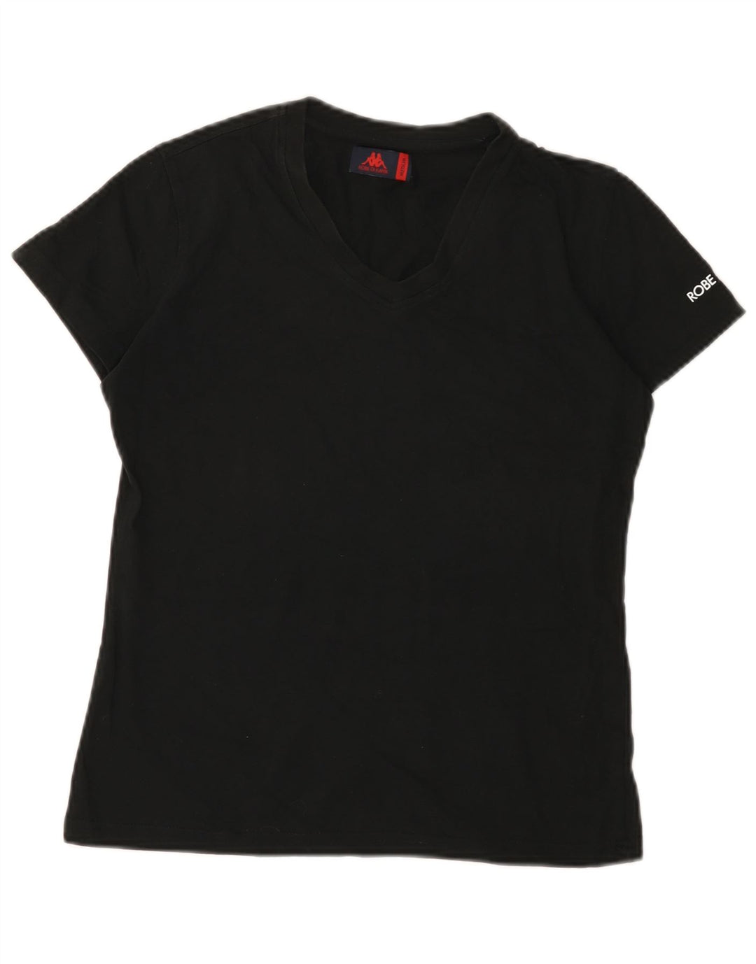 Kappa T-Shirt Femme Top UK 12 Coton Noir Moyen