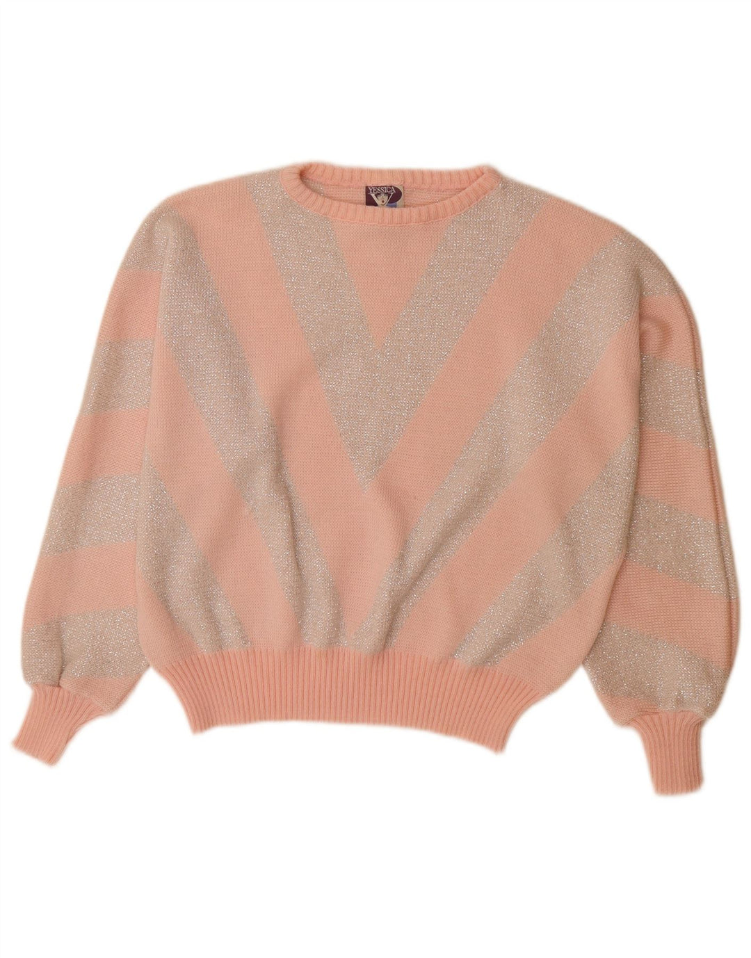 YESSICA Pull col bateau pour femme EU 44 XL Rose Chevron Acrylique