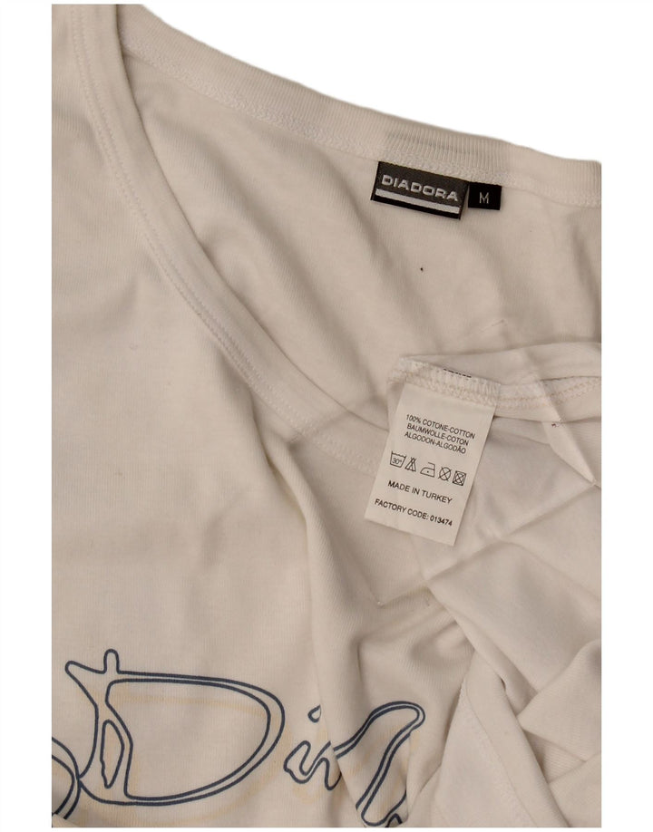 Diadora Débardeur Graphique Femme UK 12 Coton Blanc Moyen
