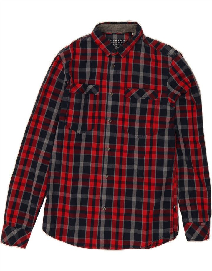 JACK & JONES Mens Shirt Medium Red Check Cotton Vintage Jack & Jones and Second-Hand Jack & Jones from Messina Hembry 
