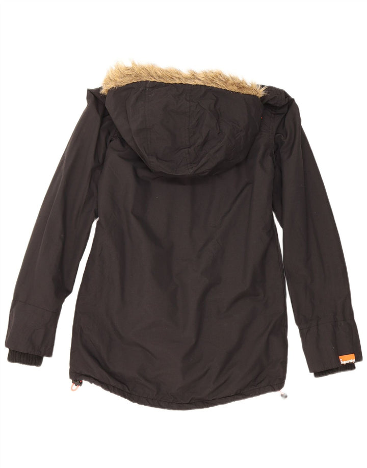 Superdry Veste Parka À Capuche Femme UK 6 XS Noir Polyester
