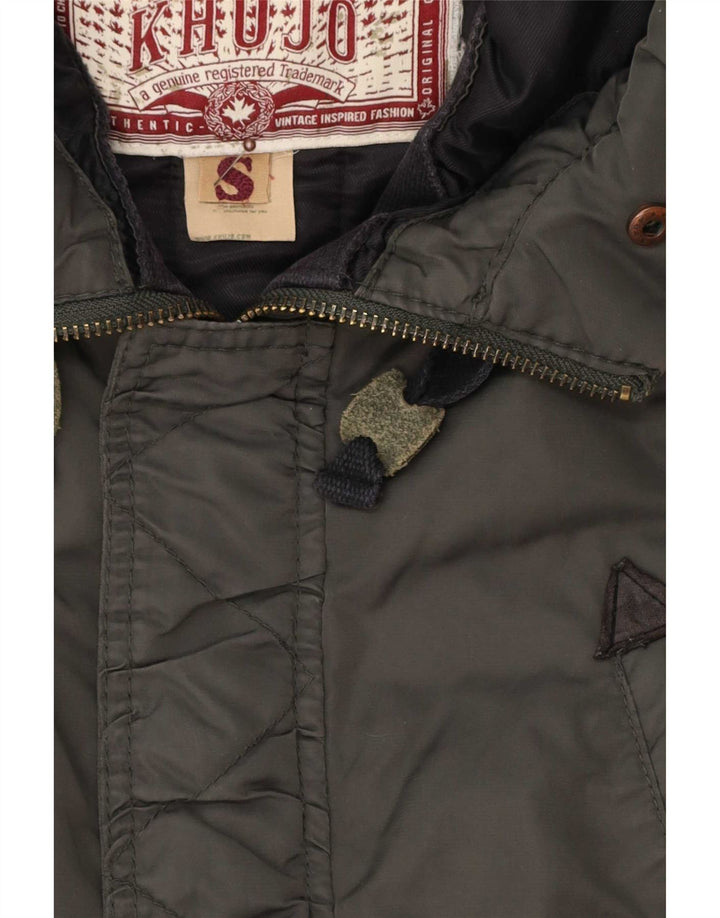 KHUJO Parka à capuche pour homme UK 36 Petit Vert Polyester