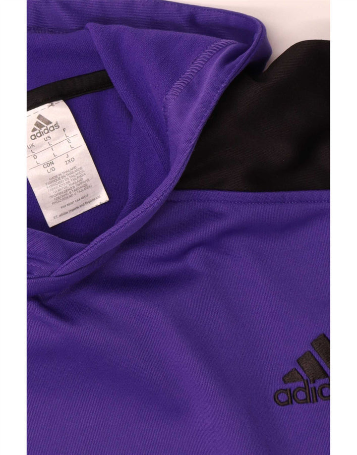 Adidas Pull à capuche pour homme Large Violet Colourblock Polyester