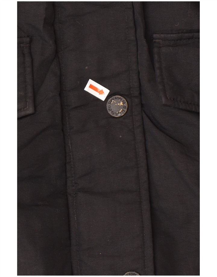 Superdry Parka Femme UK 12 Medium Noir Hiver