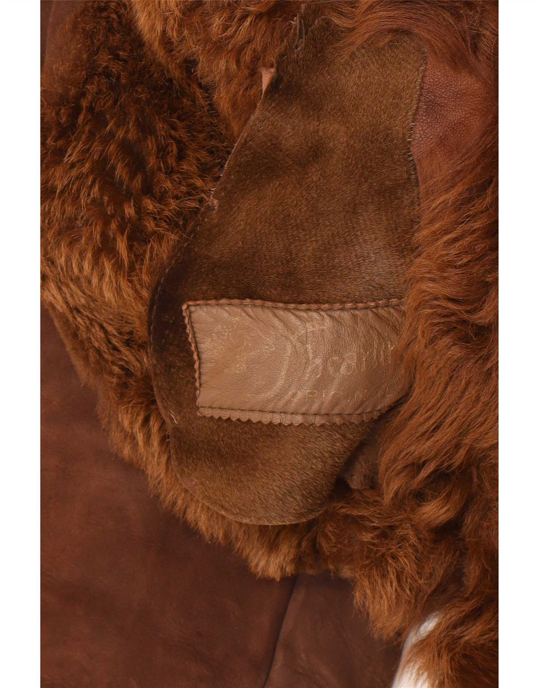 manteau en peau de mouton vintage femme UK 14 Brun moyen