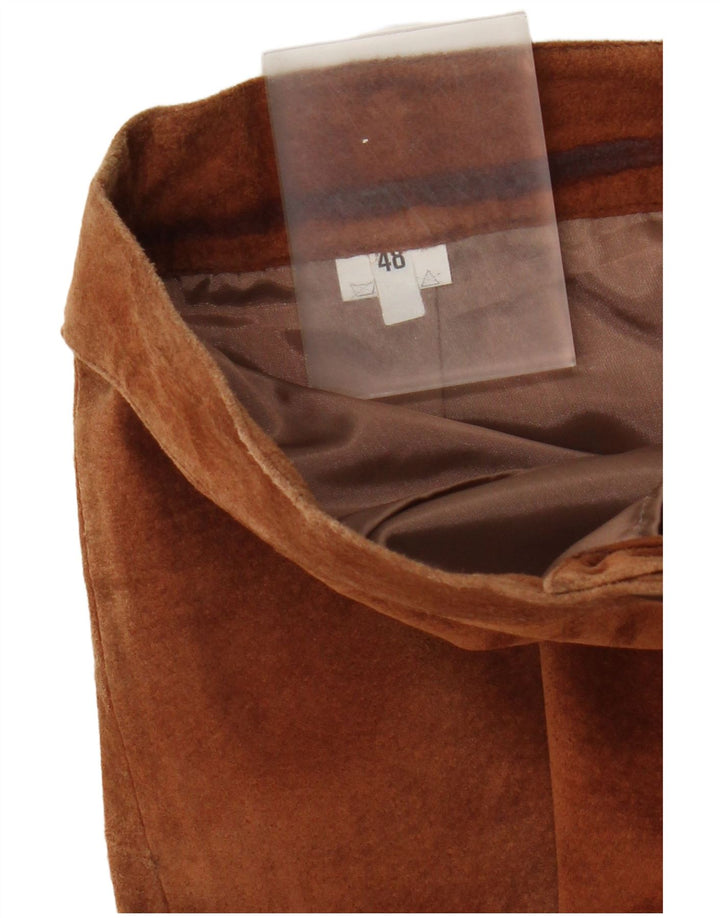 jupe crayon en daim femme vintage W28 cuir marron moyen