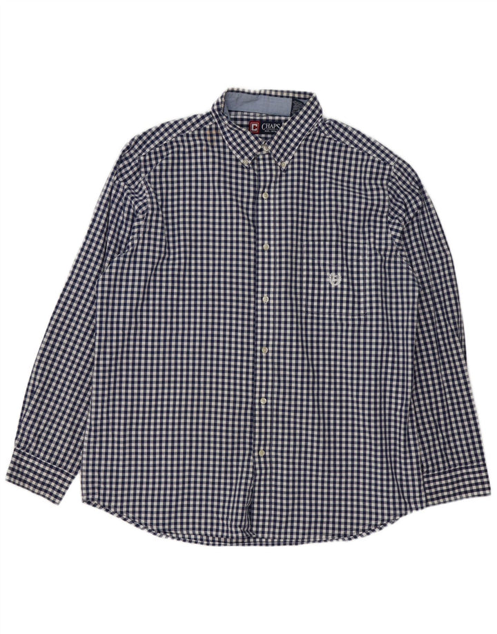 Chaps Chemise Homme Easy Care XL Bleu Marine Vichy Coton