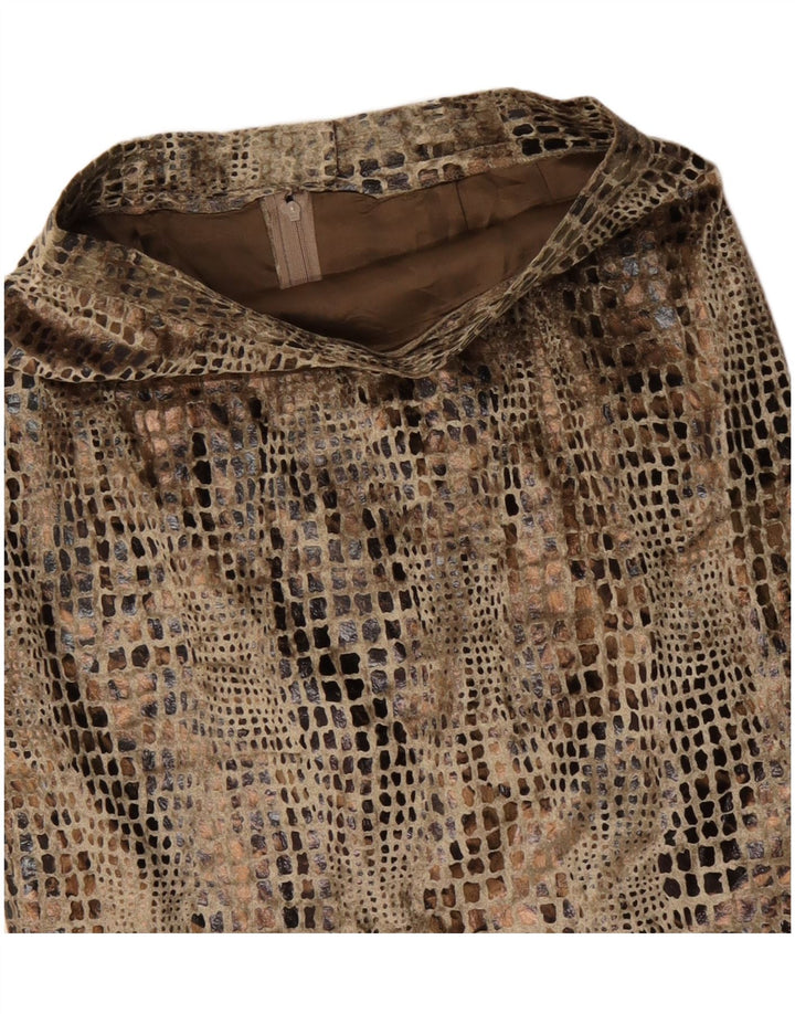 jupe crayon femme vintage W26 petit imprimé animal beige