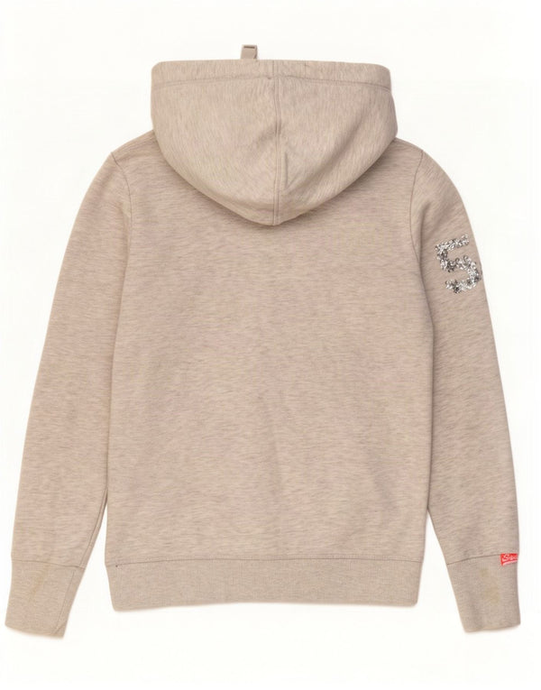 Superdry Pull à capuche graphique pour femme UK 6 XS Gris chiné en coton