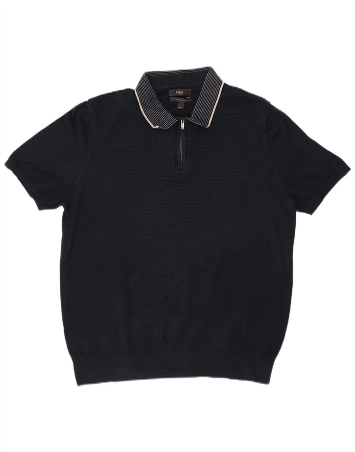 Marks & Spencer Polo Homme Grand Bleu Marine Coton