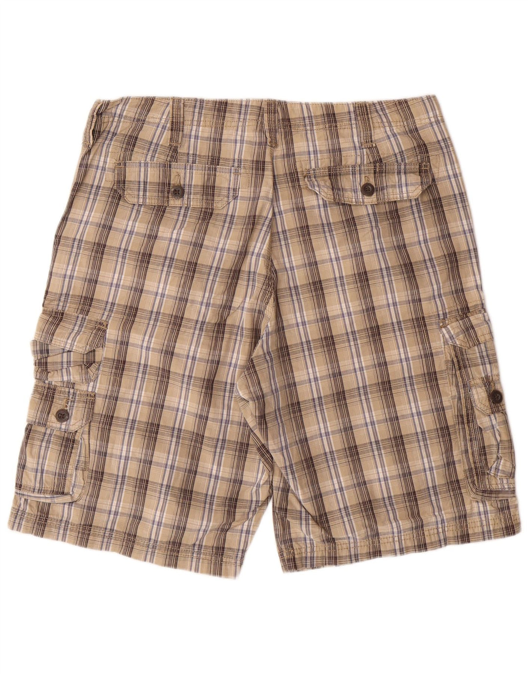 LEE Salopette Cargo Short W34 pour Homme en Coton à Carreaux Beige Large
