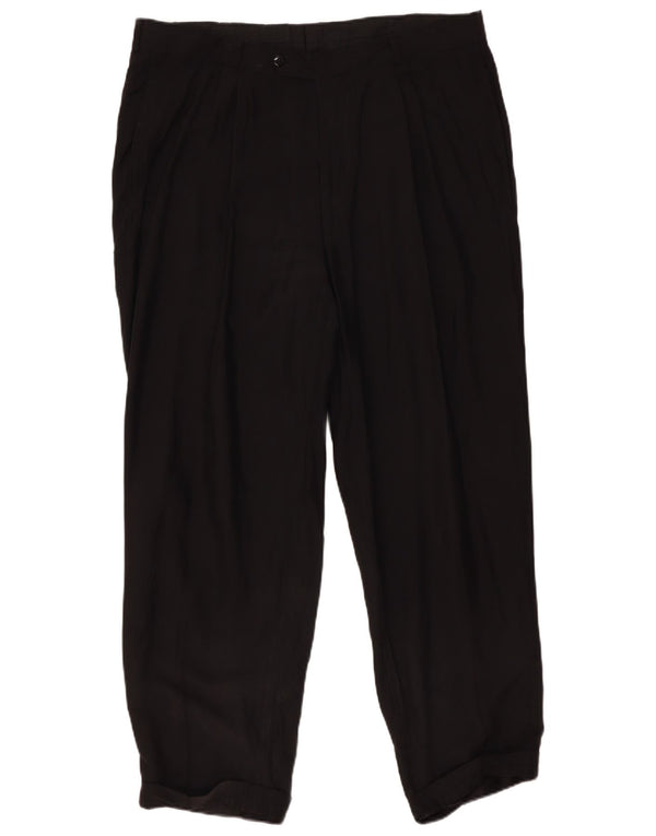 Hugo Boss Pantalon de costume à chevilles pour homme EU 56 3XL W40 L31 Noir Soie Classique
