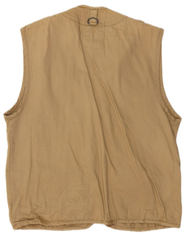 vintage Mens Utility Gilet UK 38 Coton Beige Moyen
